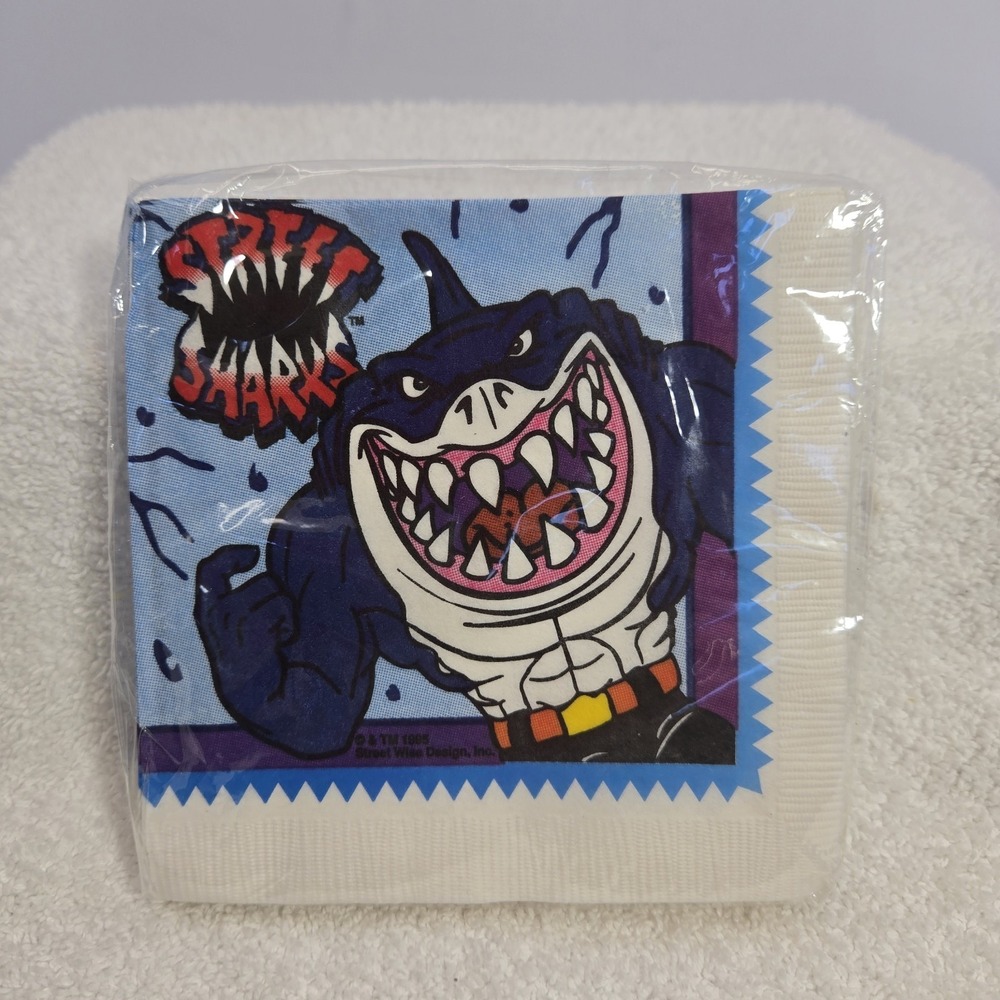 Vtg 1995 Street Sharks Party 16 Beverage Napkin  DC Birthday Street Wise Design
